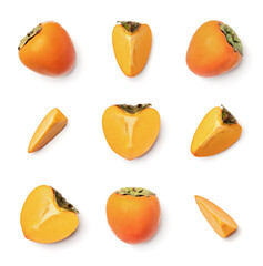 Persimmon collection isolated on white