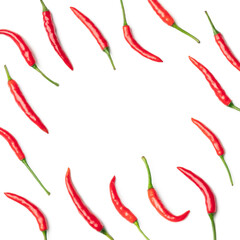 Obraz premium Collection of red chilli peppers isolated on white background