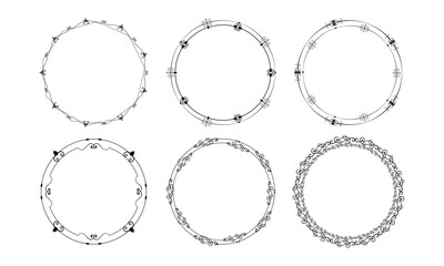 Vector collection of round vintage frames