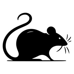 minimal mouse animal vector silhouette, black color silhouette
