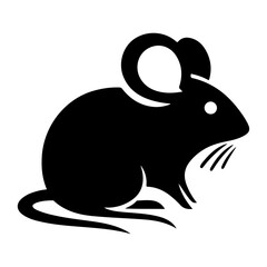 minimal mouse animal vector silhouette, black color silhouette