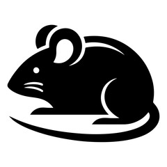 minimal mouse animal vector silhouette, black color silhouette