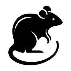 minimal mouse animal vector silhouette, black color silhouette