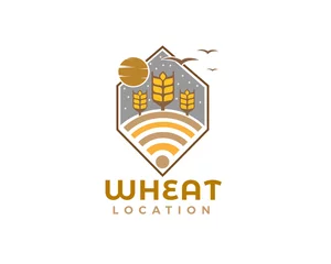 Fototapeten wheat field wireless network logo icon symbol design template illustration inspiration © ShiipArts