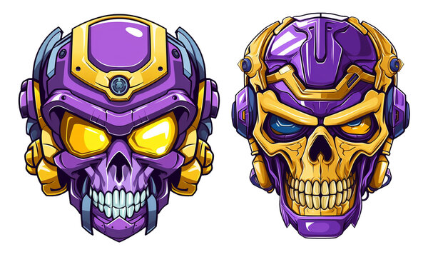 robot skull cartoon mascot