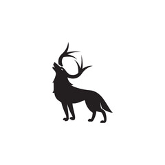 wolf deer logo icon combination.
