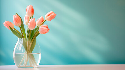 Vase of tulips on the table