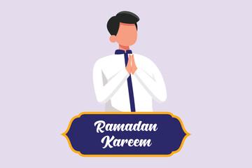 Welcoming Ramadan concept. Colored flat vector illustration isolated.