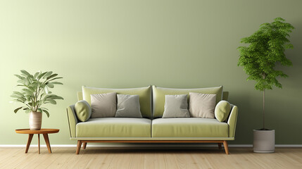 retro mid century style sage green fabric sofa
