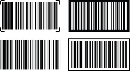 Barcode Icons Set. Almost black barcode for scanning to check product prices Isolated on transparent background. Trendy vectors illustration buy market mark symbols for website designs and mobile app. - obrazy, fototapety, plakaty