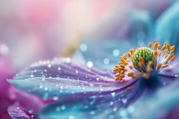 Beautiful Anemone Flower Close-Up Abstract Background - obrazy, fototapety, plakaty