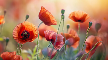 Beautiful Poppy Flowers Abstract Background