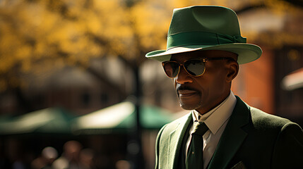 Man dressed in green Saint Patrick’s Day outfit