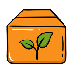 Eco packaging - colored hand drawn icon