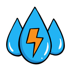 Hydropower - colored hand drawn icon