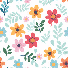 Obraz premium Seamless pattern : Rich Florals Pattern on Navy Canvas 