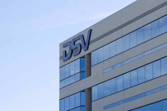 El Segundo, CA, USA - May 10, 2022: Exterior view of DSV Air and Sea, Inc.'s office in El Segundo, California. DSV is a Danish transport and logistics company offering global transportion services.