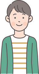 笑顔の男性の上半身イラスト
