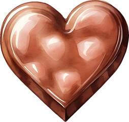 Watercolor heart-shaped chocolate candy illustration for holidays celebration and romantic design