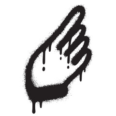 graffiti Hand finger pointing icon sprayed in black over white.