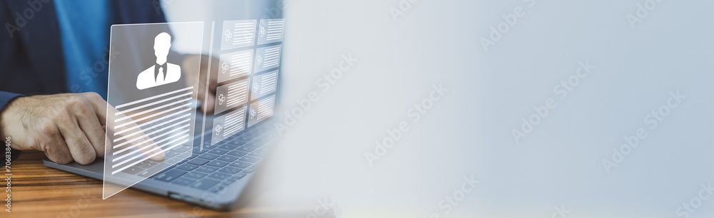 Poster human resources managers are using computers to identify skills and abilities to recruit employees t