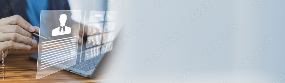 Poster human resources managers are using computers to identify skills and abilities to recruit employees t