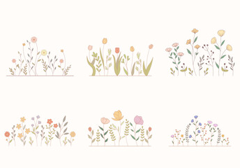 Vector of Illustration of wild flowers about flowers, icon, illustration, floral, and nature. Beautiful flower style color