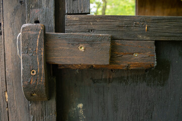 Close up of a door lock from the hunting lodge