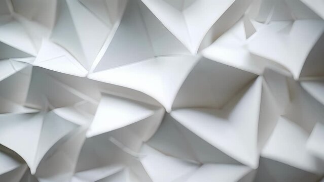 A detailed macro shot of folded paper, showcasing the delicate balance between tension and compression in origami structures, with the mathematical calculations and principles behind their
