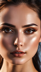 A painting of... Sun-Kissed Smile Unveiling Inner Harmony, Moonlight Draped on Velvet Eyes, Woven Threads of Story in Every Brushstroke, Where Strength Blooms Like a Delicate Rose
