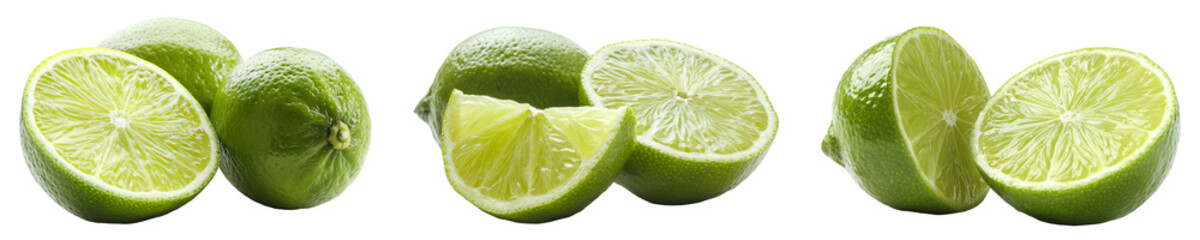 Set of limes isolated on transparent background
