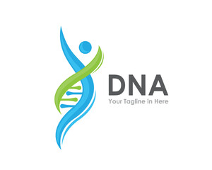 human fit jump health genetic logo icon symbol design template illustration inspiration