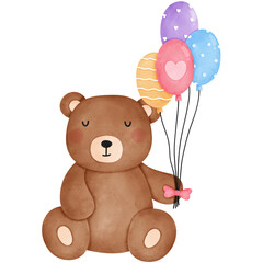 Cute teddy bear and balloon