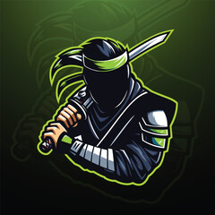 Ninja mascot esport logo design © MDRAFIQUL