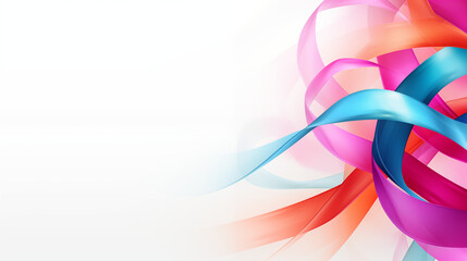 Colorful ribbons of awareness for World Cancer Day on a white background