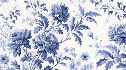 Seamless floral pattern. Classic illustration. Toile de Jouy