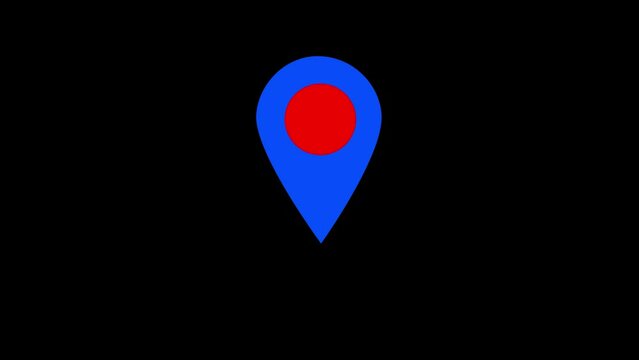 Location Pin. The pin moves up and down. to pinpoint a location on the map. Location map pin pointer on GPS Map tracker animation. 4K Animation of the Pin Showing the GPS Location.