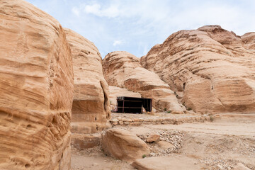 Bedouin  tent at beginning of the Nabatean Kingdom tourist route in the capital of the Nabatean...