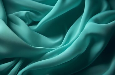 dark grayish cyan, color satin fabric silk for background. blue fabric textile drape with crease wavy folds, wind movement, background, texture.