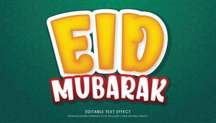 eid mubarak text effect template editable design for business logo and brand