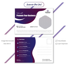 Professional post card design layout, Creative business post card template.