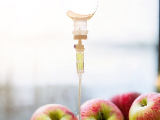Natural vitamin nutrient iv drip therapy drug treatment concept.