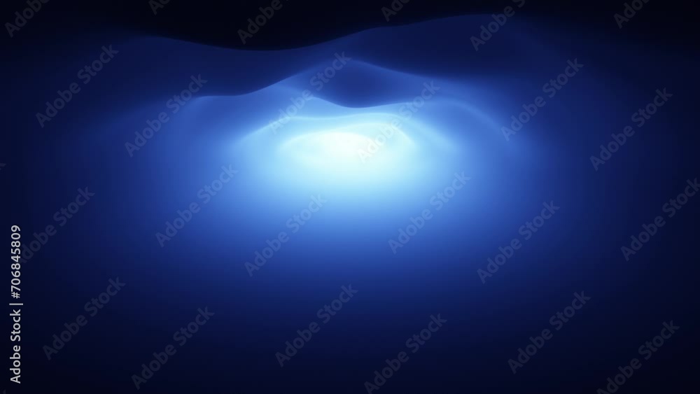 Poster dark blue abstract tunnel with glowing light loop travel. animation background.