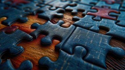 Jigsaw puzzle pieces scattered on a table symbolizing challenge and problem-solving.