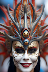 happy Woman with a carnival mask
