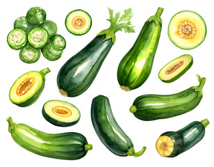 Watercolor painting of Zucchini