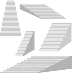 Obraz premium staircase in the house,3d interior staircases isolated on white background. the stair steps collection 