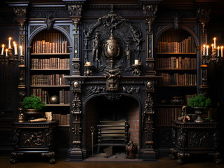 A dark library in the library of ulster university in dublin - obrazy, fototapety, plakaty