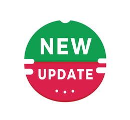 New update, banner, sticker icon. Design for announcement or promotion. Flat vector sign.