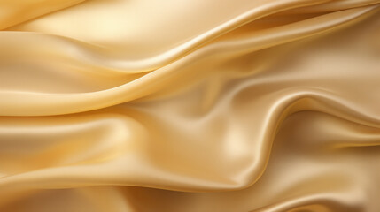Close-up of a luxurious, smooth gold satin fabric with elegant folds, perfect for backgrounds and textures.